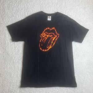 2004 Rolling Stones men's black faded flames‎ tshirt vintage band